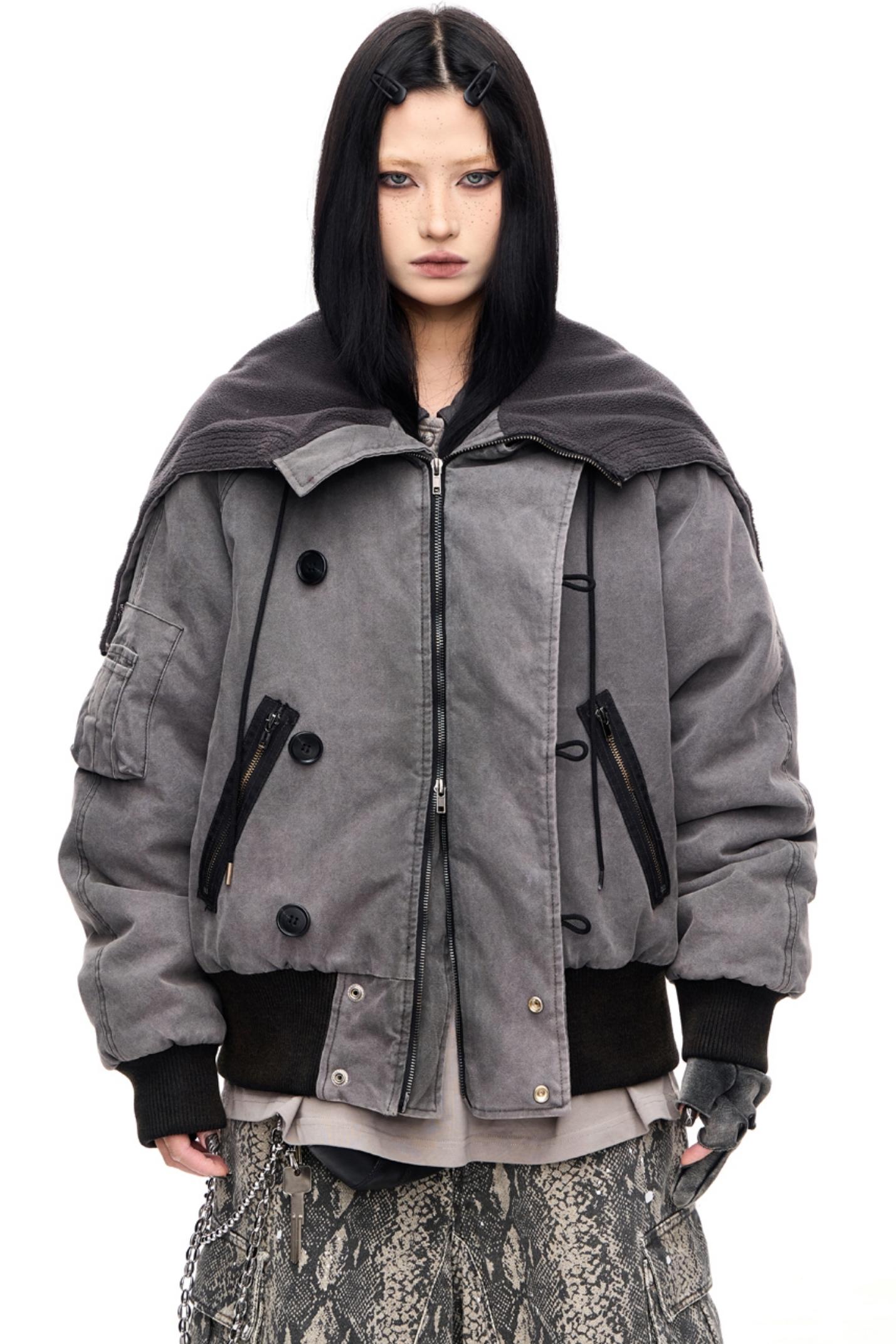 Men's Resin Buckle Hooded Flight Jacket