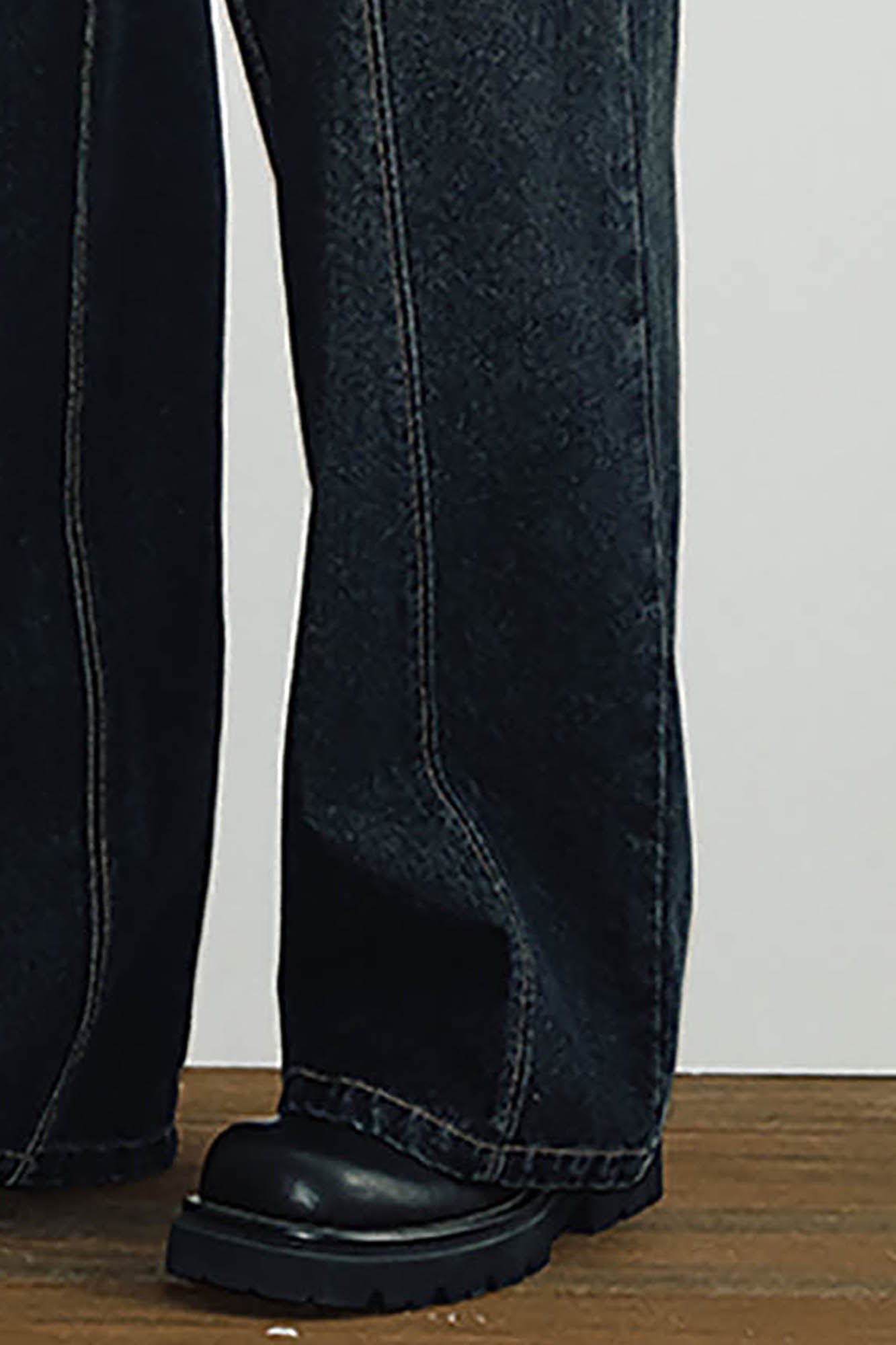 Utility Wide-Leg Dark Wash Jeans