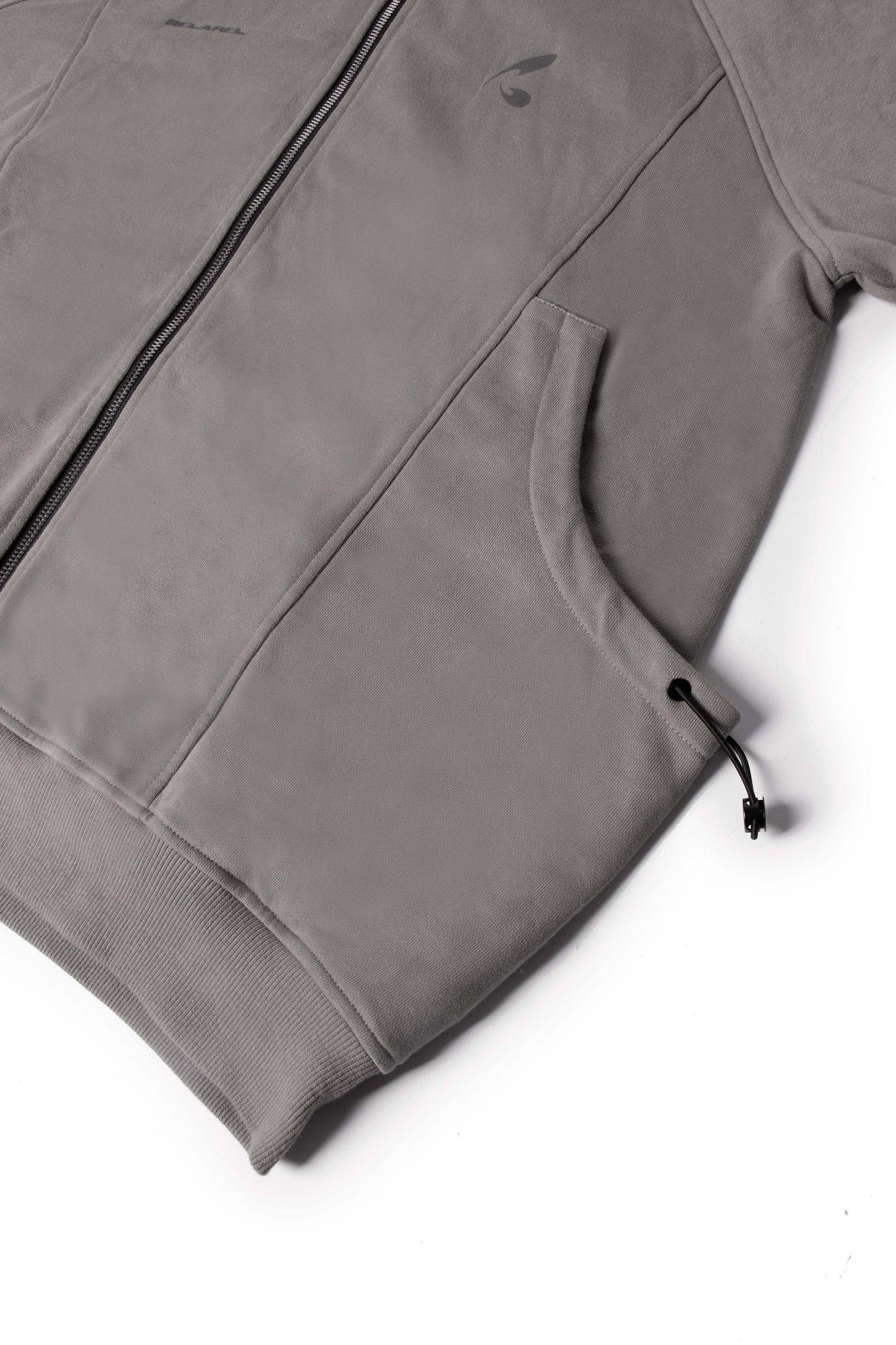 Spliced Zipper Grey Hoodie