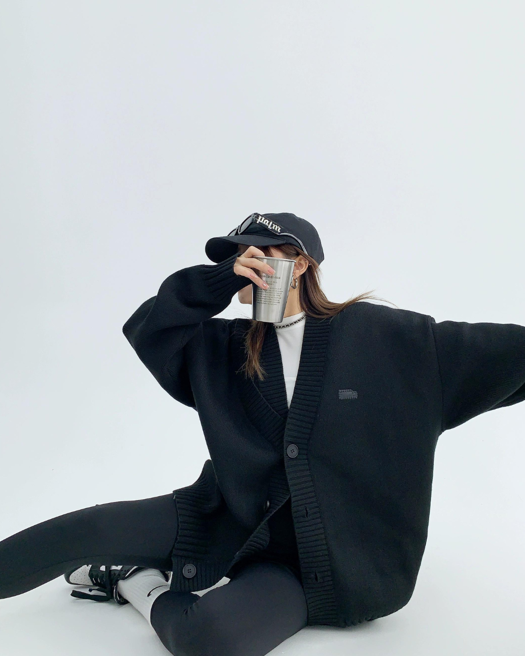 Asymmetrical Ink Studio Oversized Knit Cardigan