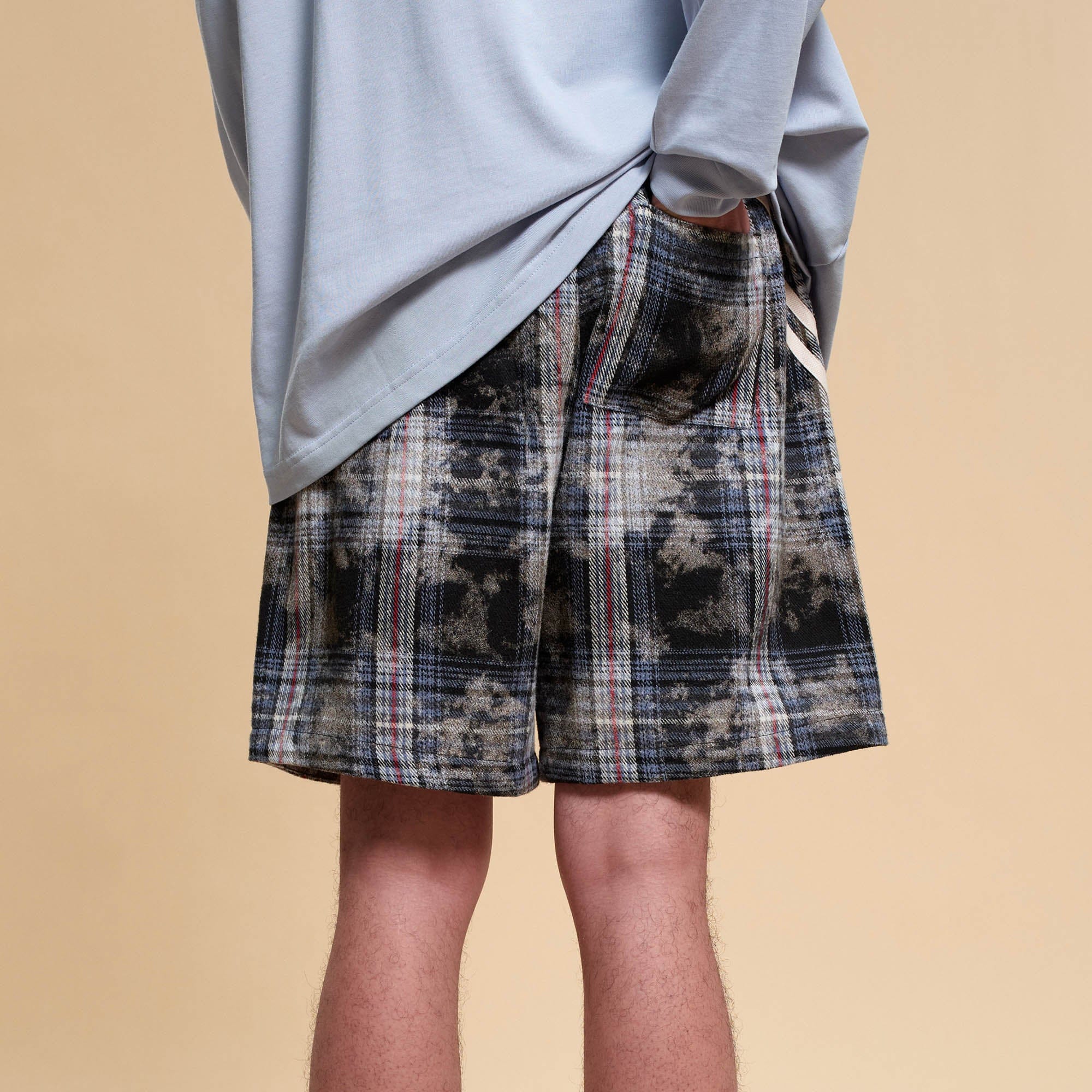 Plaid Drawstring Track Shorts