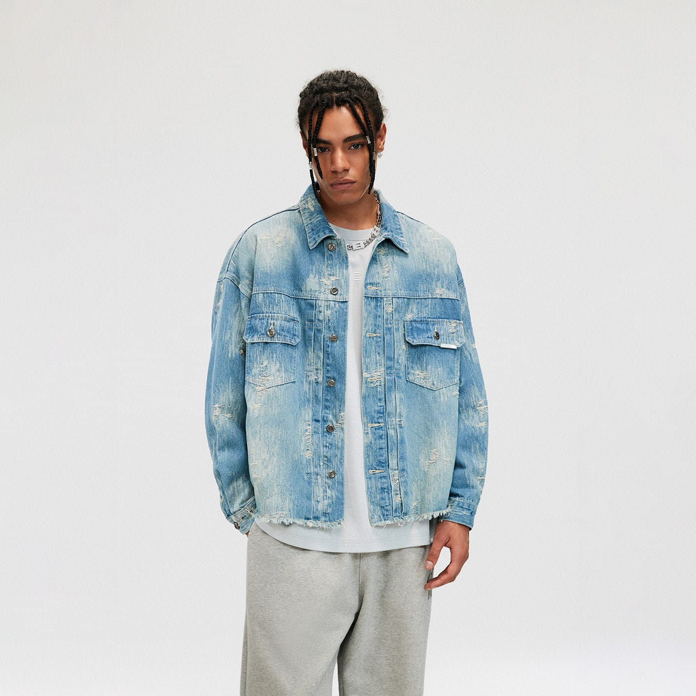 Raw-Edge Denim Jacket