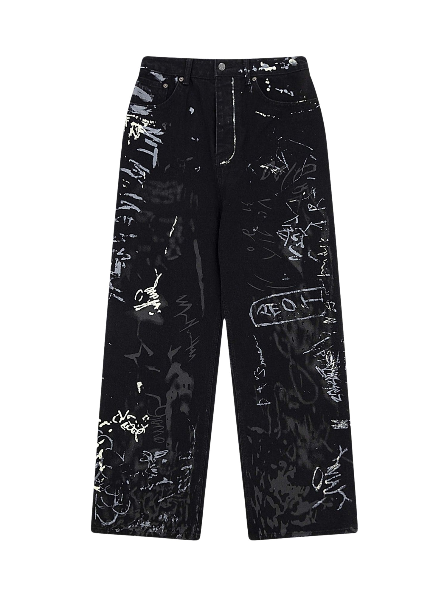 Graffiti Text Denim Pants