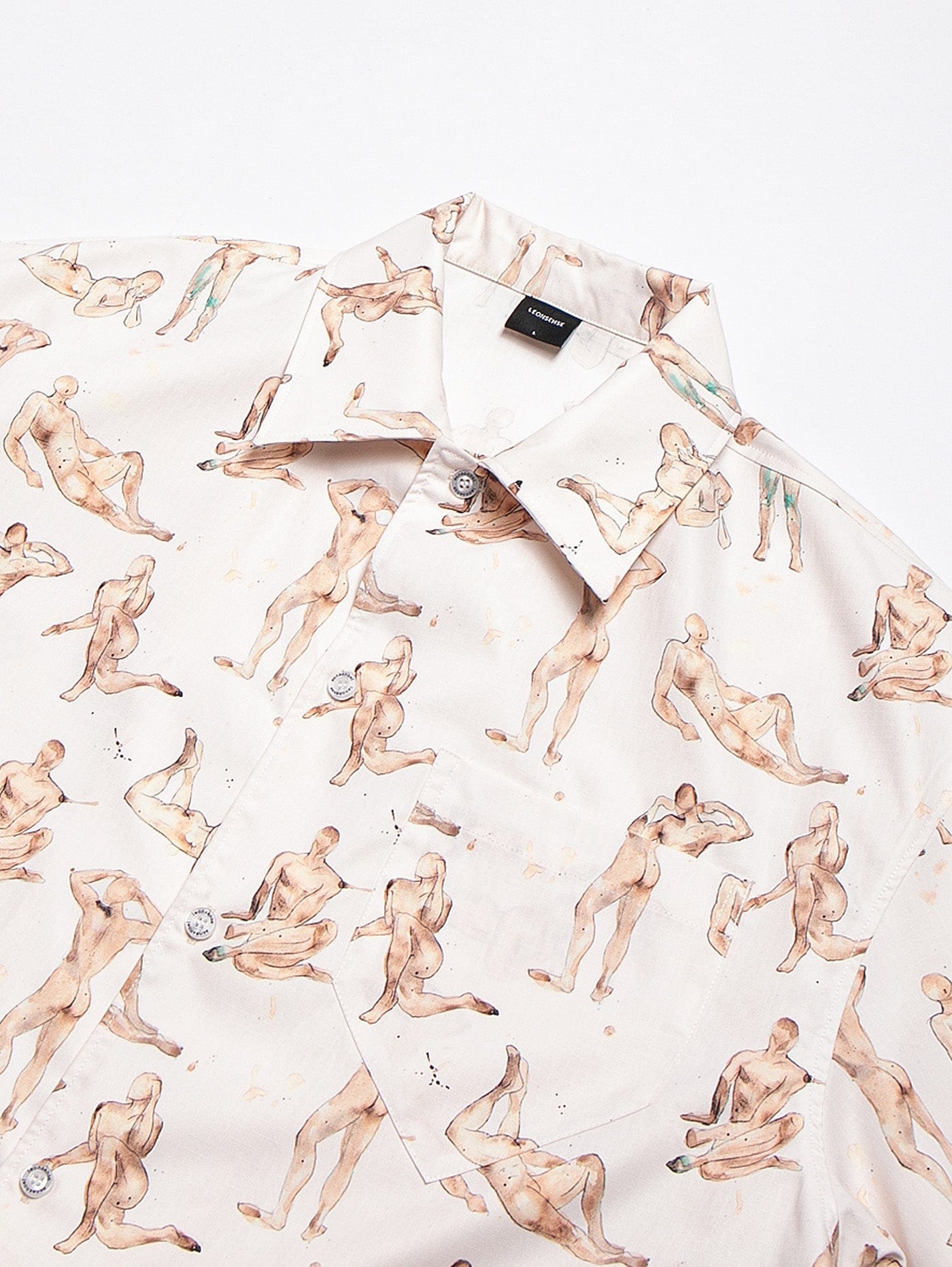 Figure Print Camp Collar Shirt