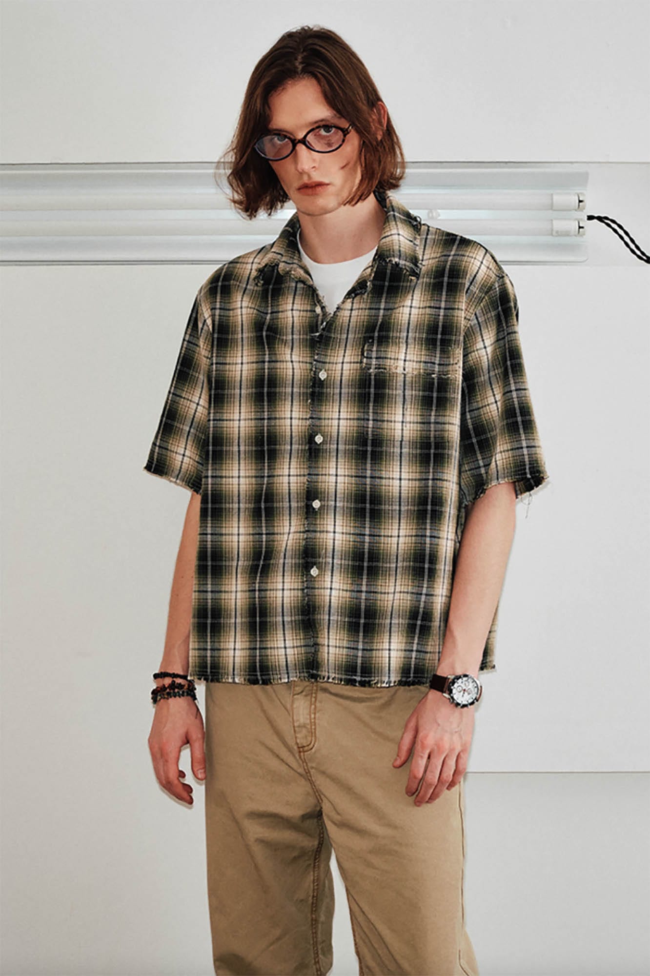 Plaid Shirt -Ärmelhemd