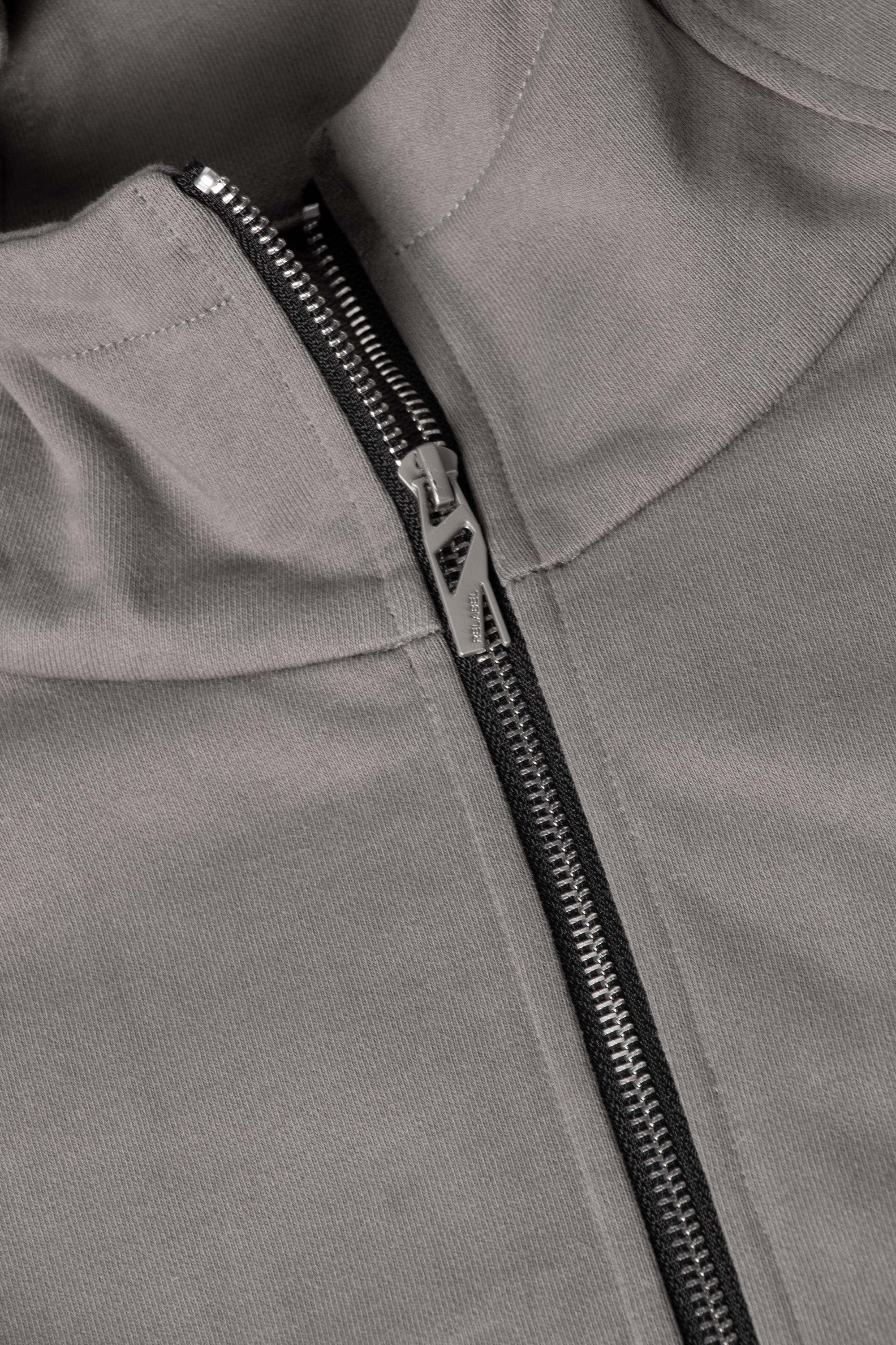 Spliced Zipper Grey Hoodie