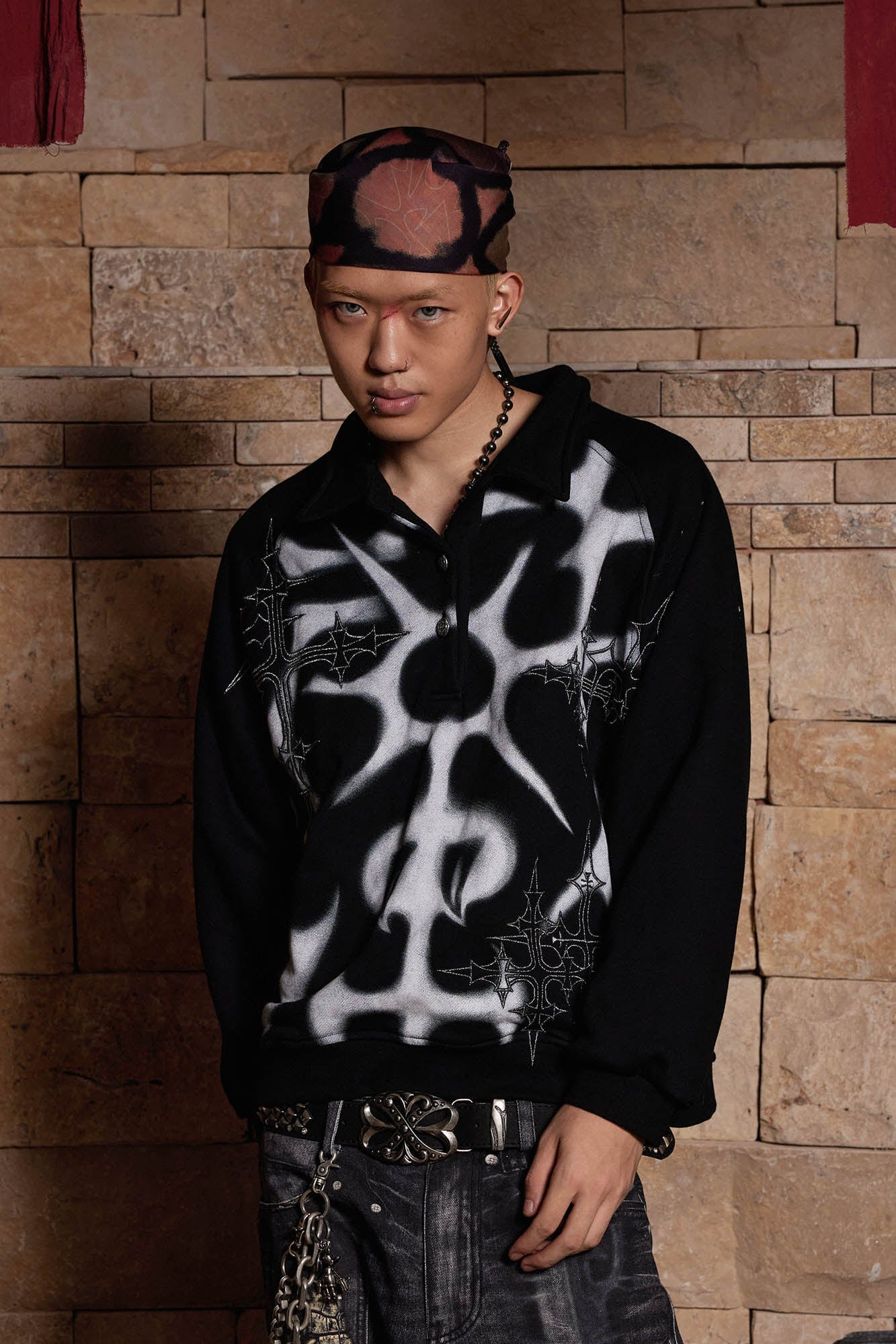 Gothic Cross Polo Sweatshirt