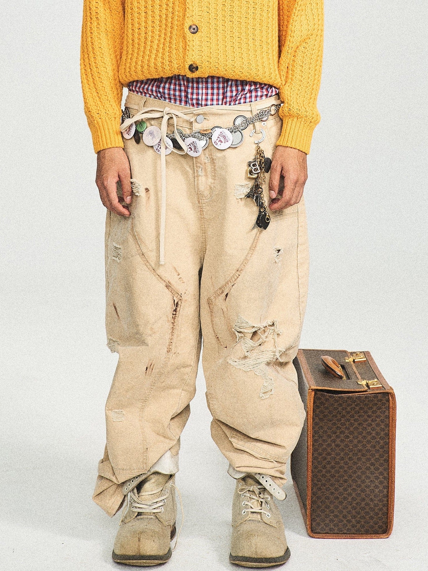 Distressed Double-Knee Pants