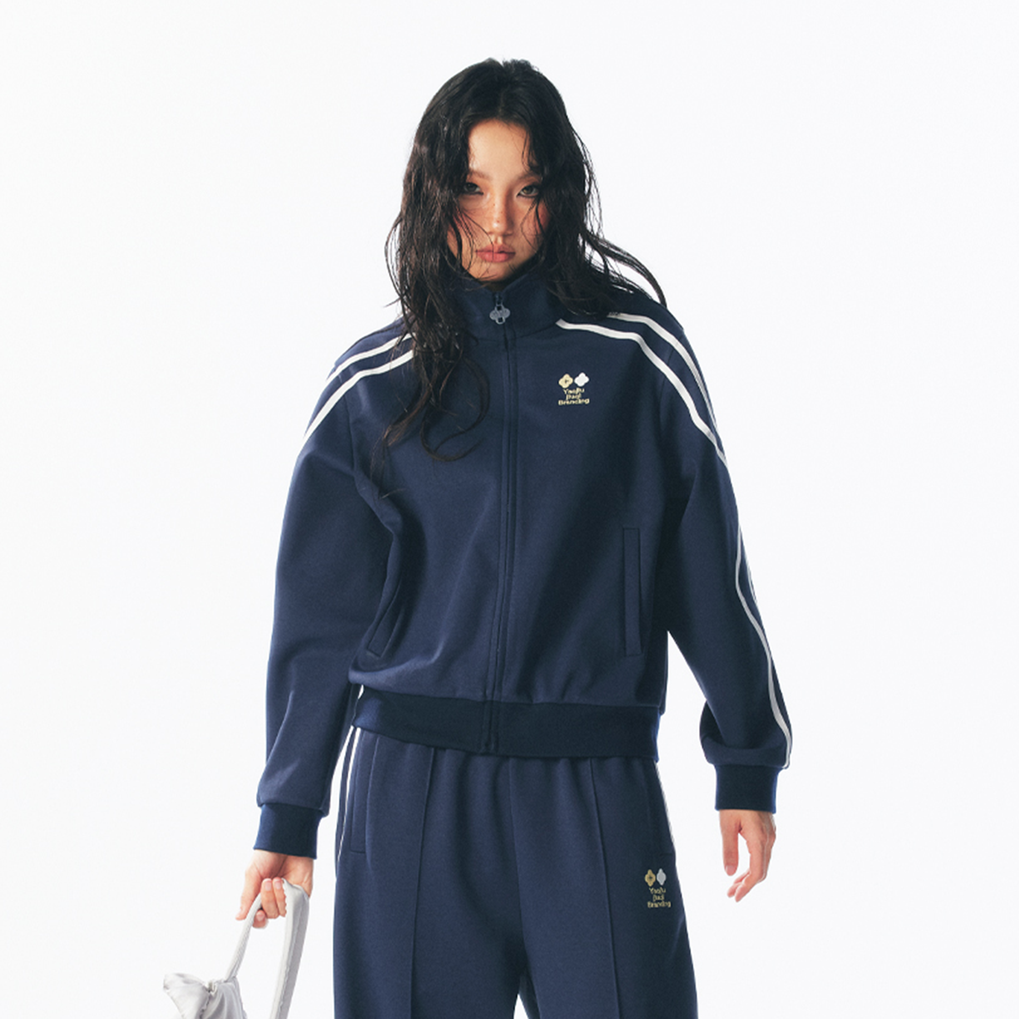 Contrast Curved-Stripe Quick-Dry Track Jacket
