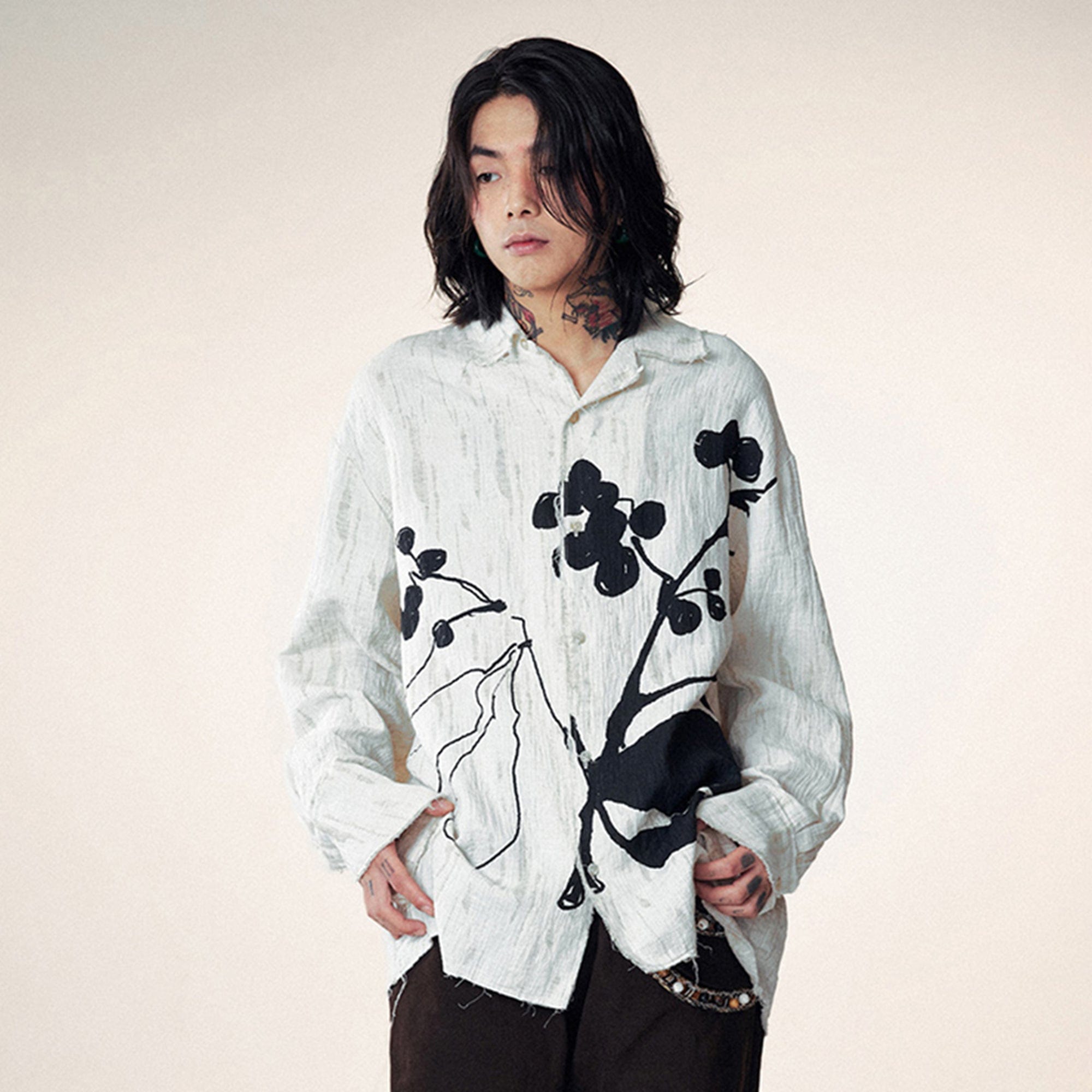 Ink Flower Linen Shirt