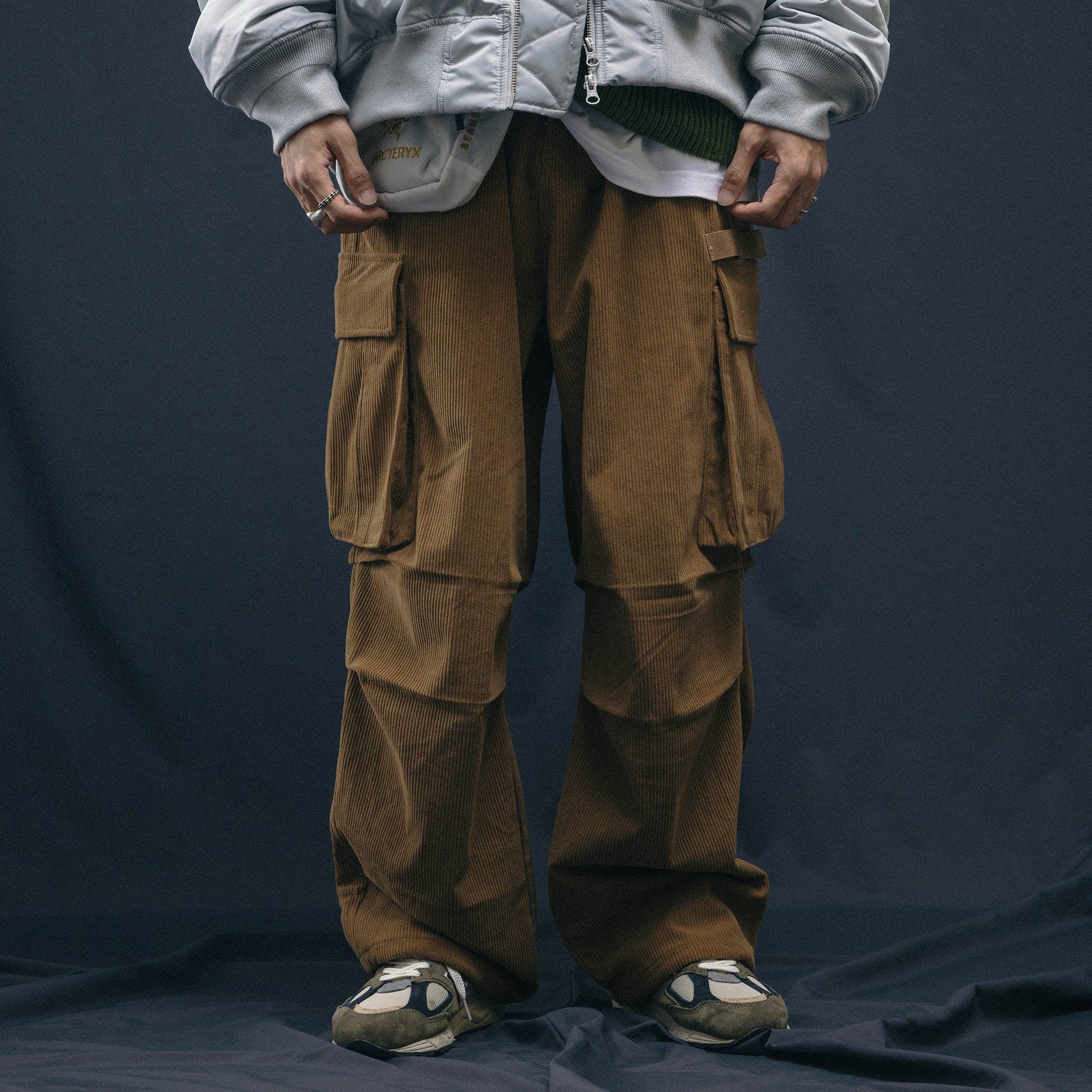 Corduroy Crinkled Cargo Pants