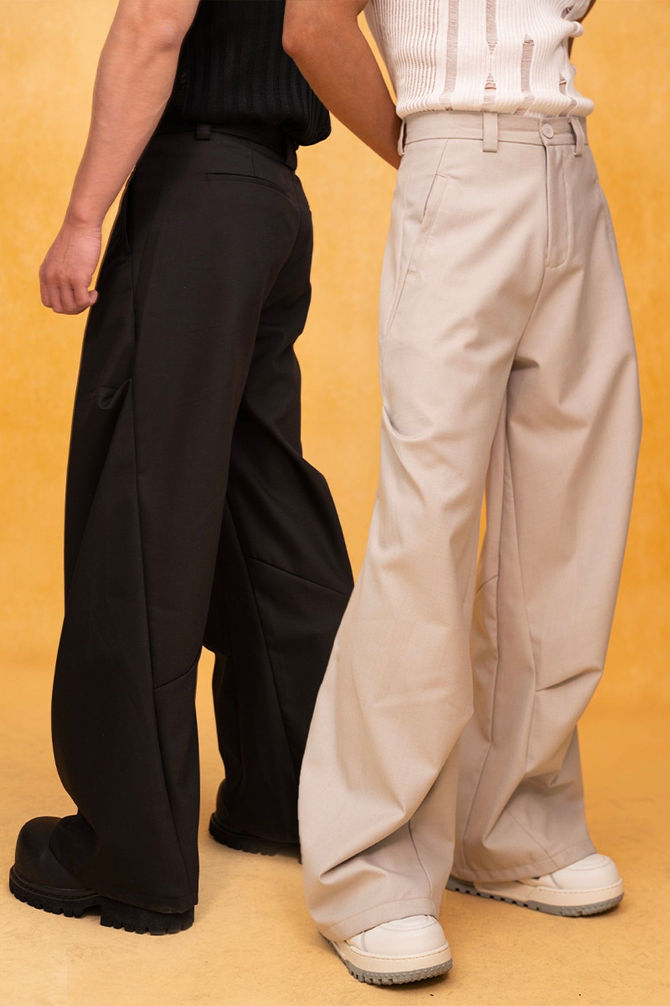Essential Spliced Wide-Leg Casual Trousers