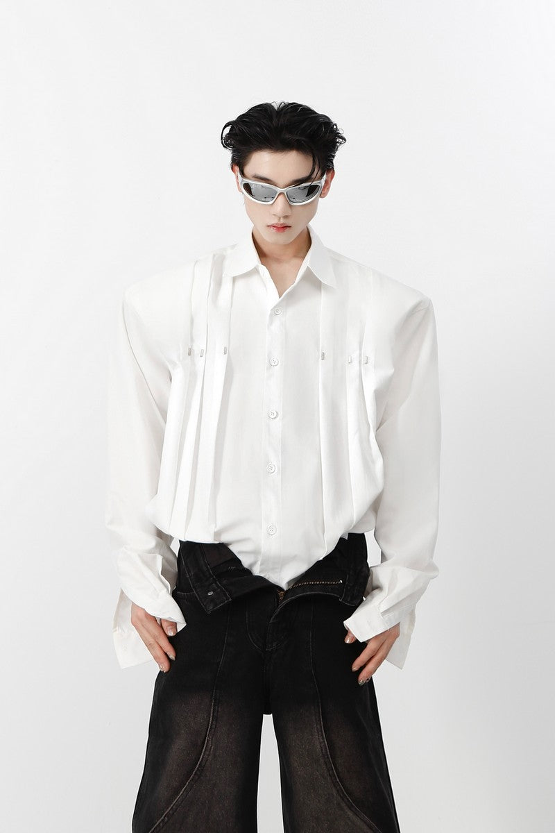 Metal Rivet Stitched Shirt - chiclara