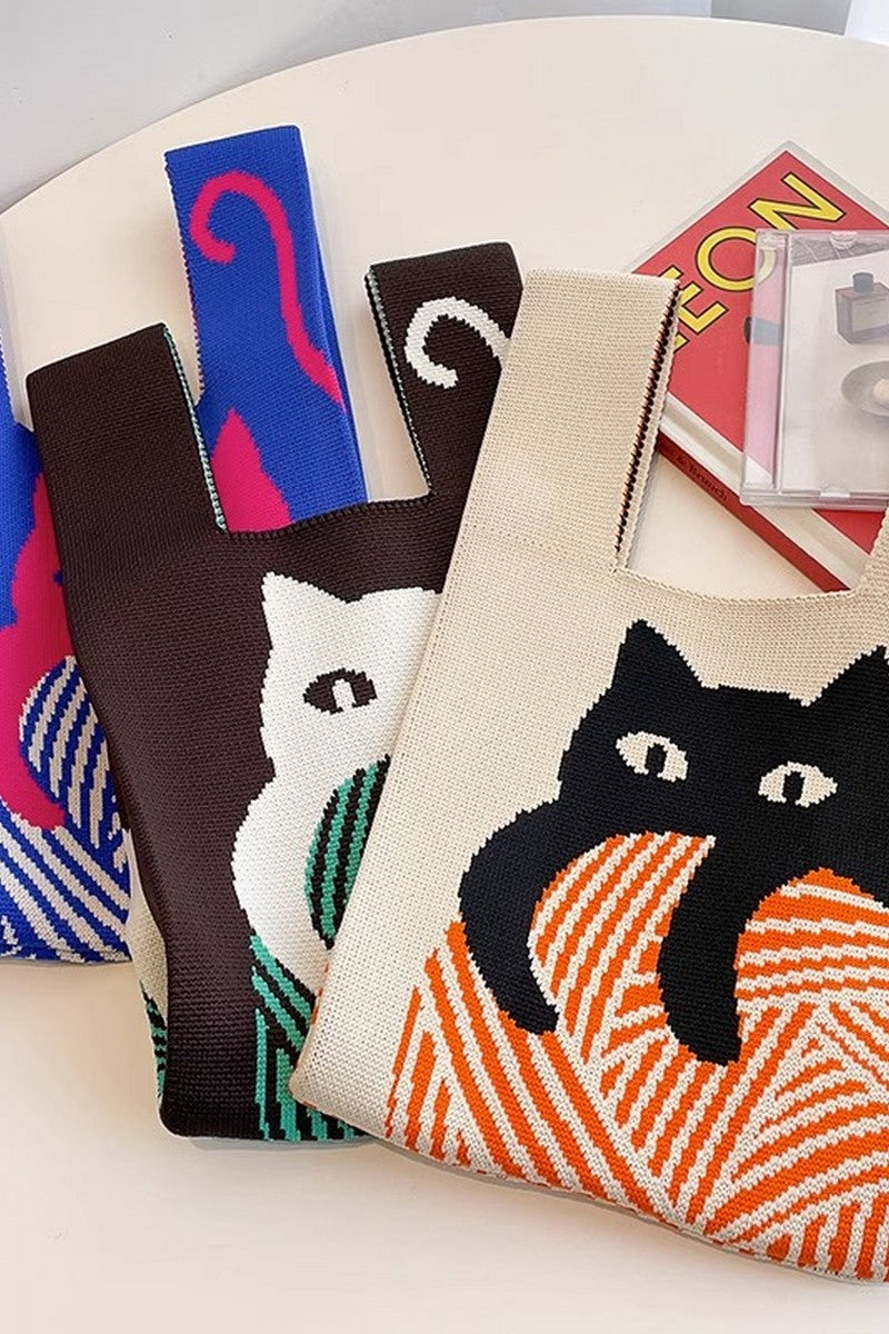 Retro Pattern Knit Storage Pouch