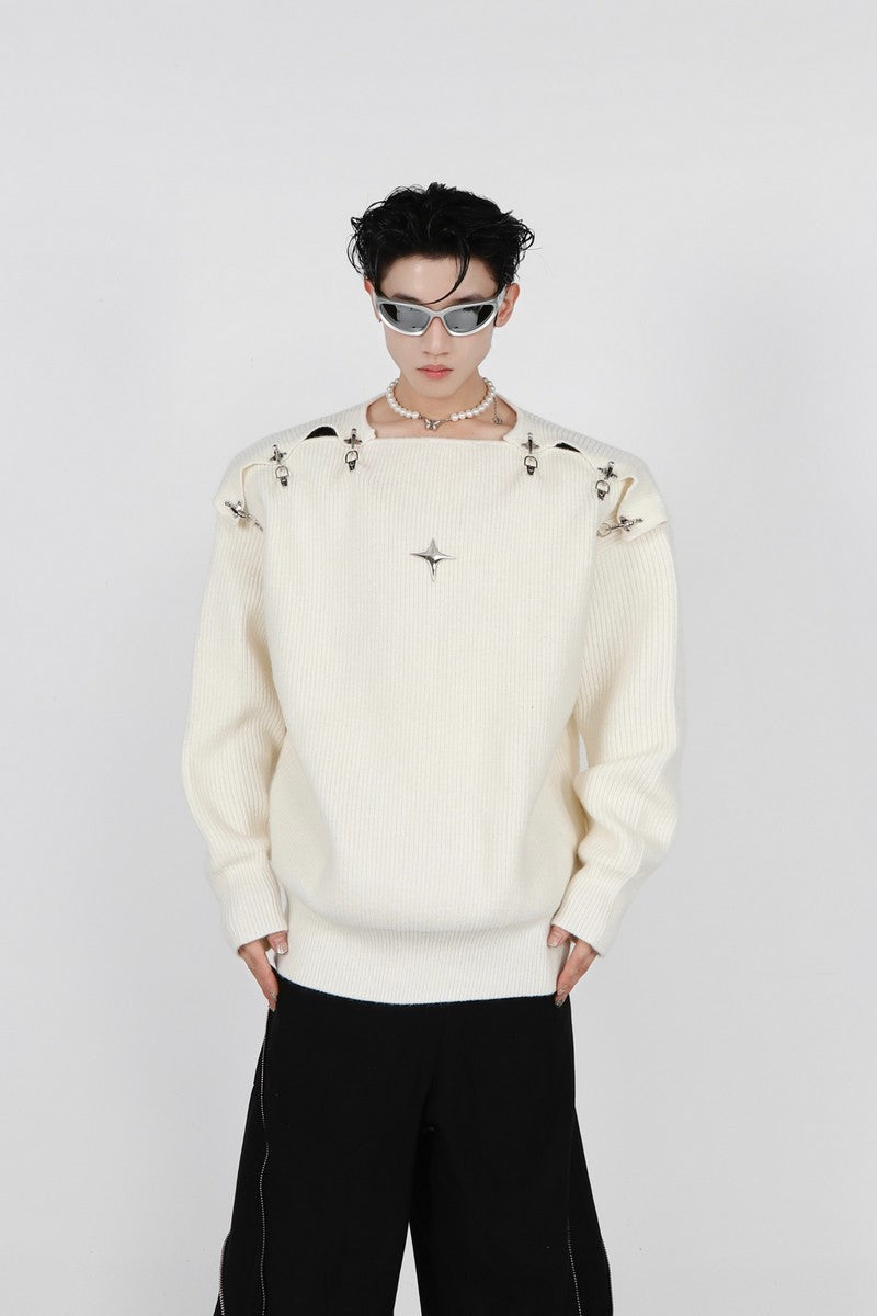 Logo Sweater with Knit Design - chiclara