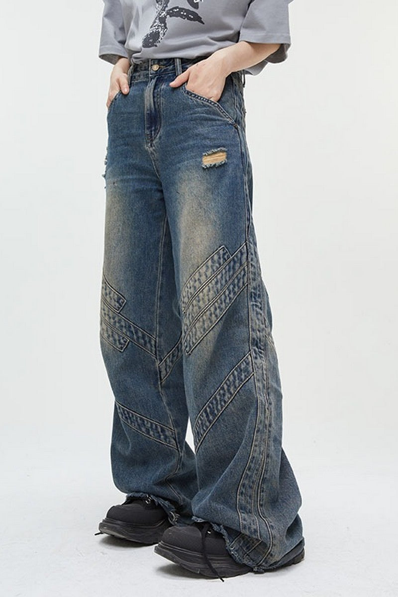 Relaxed Distressed Straight Loose Jeans - chiclara