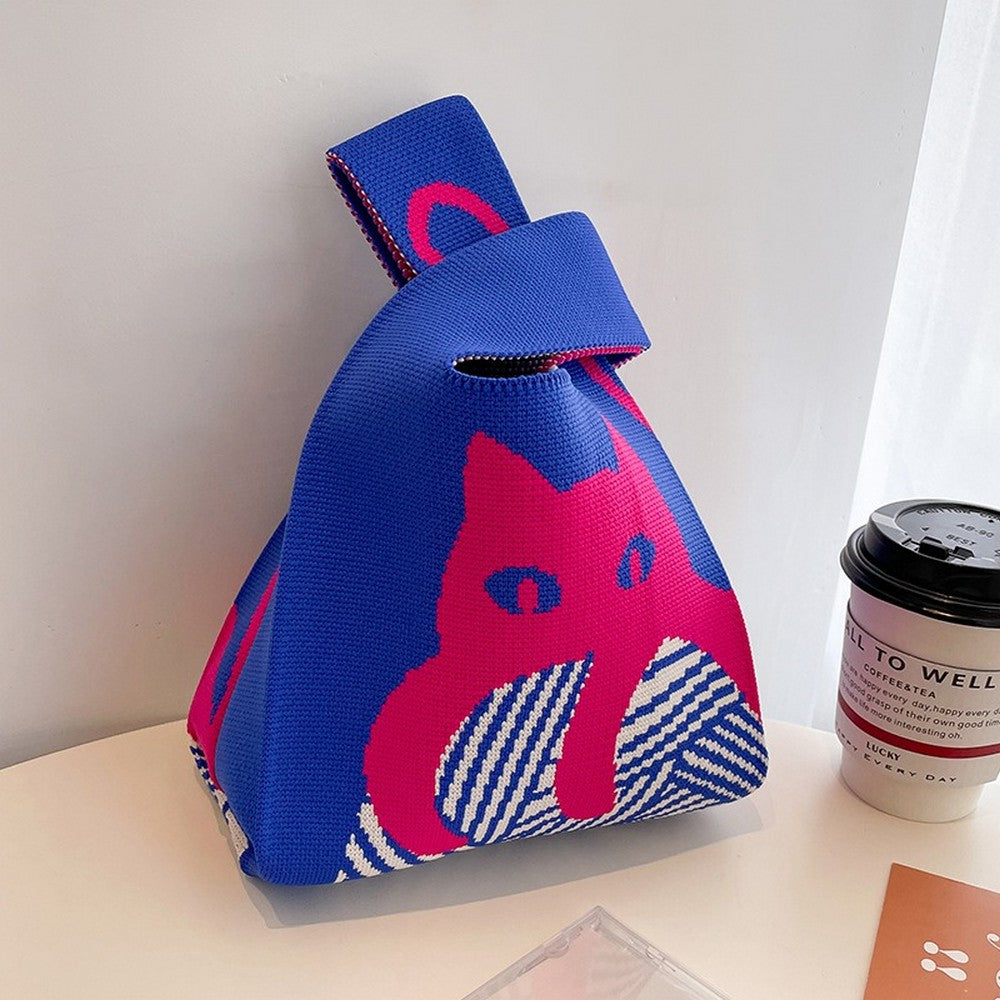 Retro Pattern Knit Storage Pouch