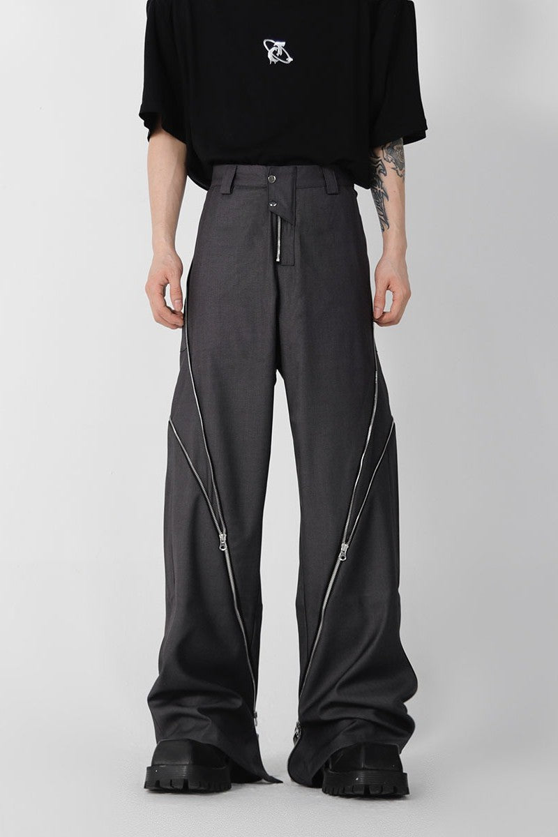 Zipper Slit Trousers - chiclara