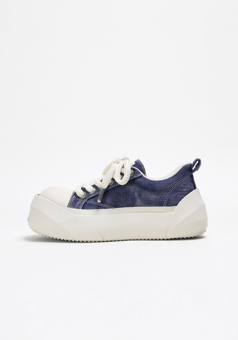 Denim Bare Look Washed Platform Sneakers
