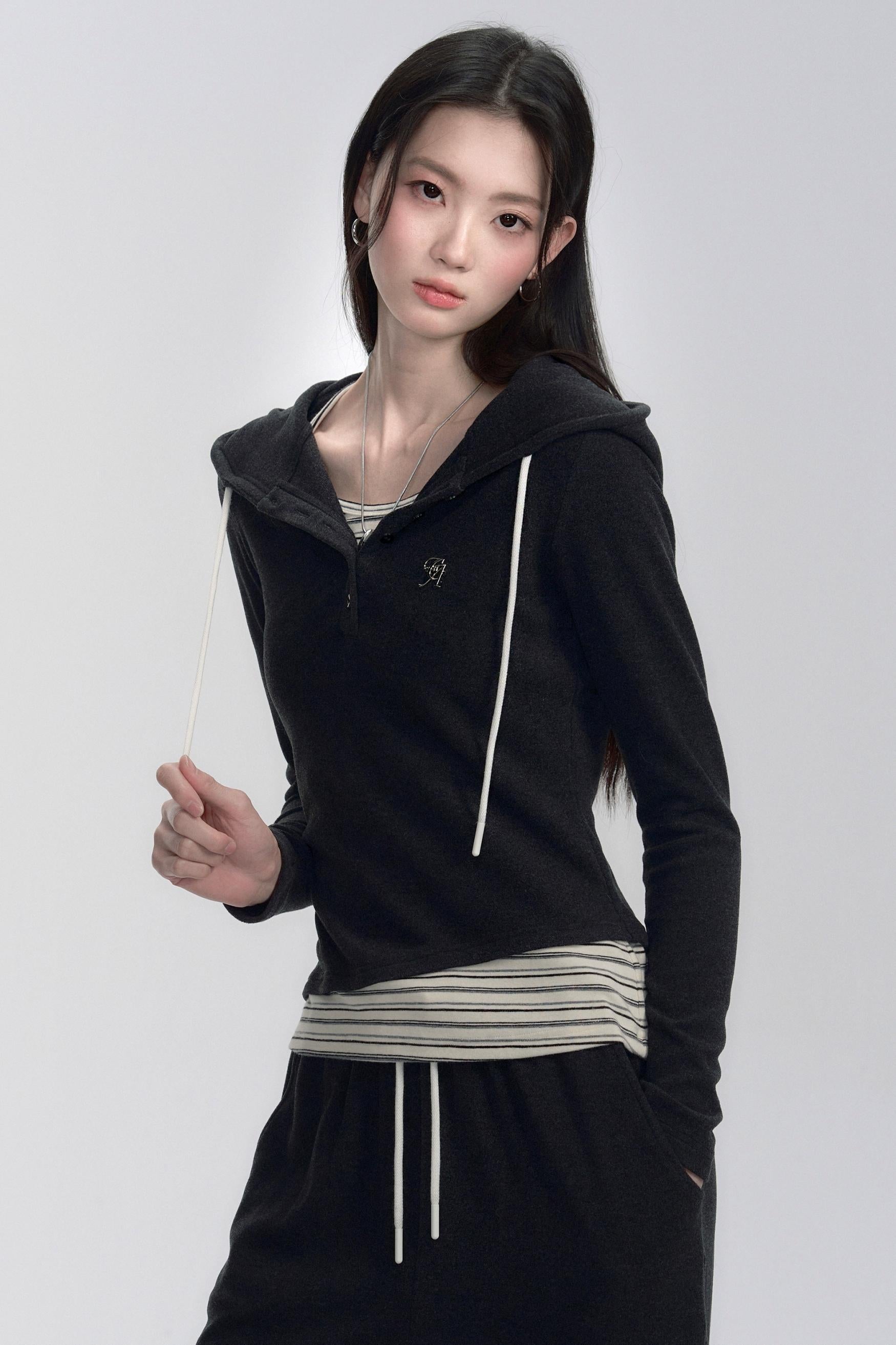 Hooded Long Sleeve Top and Pants Set-Up