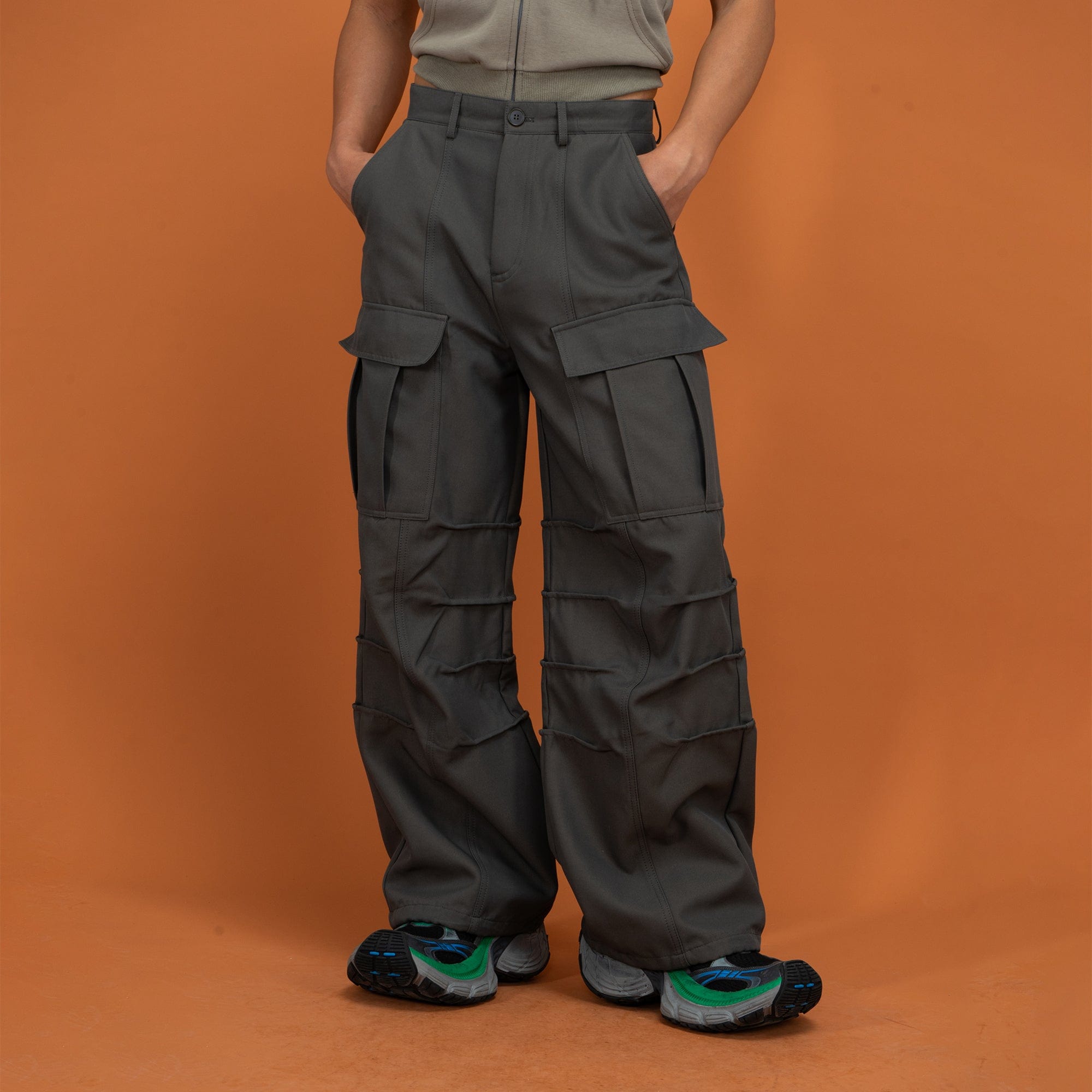 Multi-Pocket Crinkled Cargo Pants
