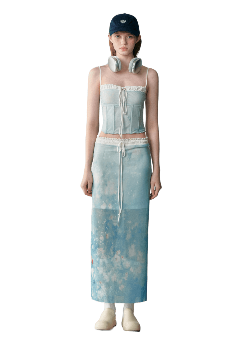 Mesh Printed Camisole & Midi Skirt Set