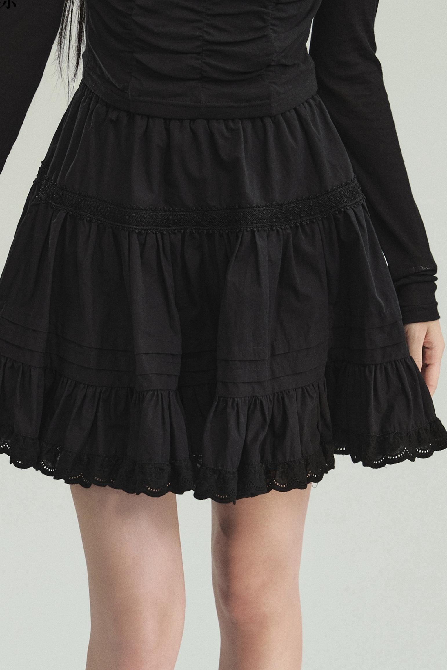 Versatile Tiered Ruffle Mini Skirt Duo - Black and White