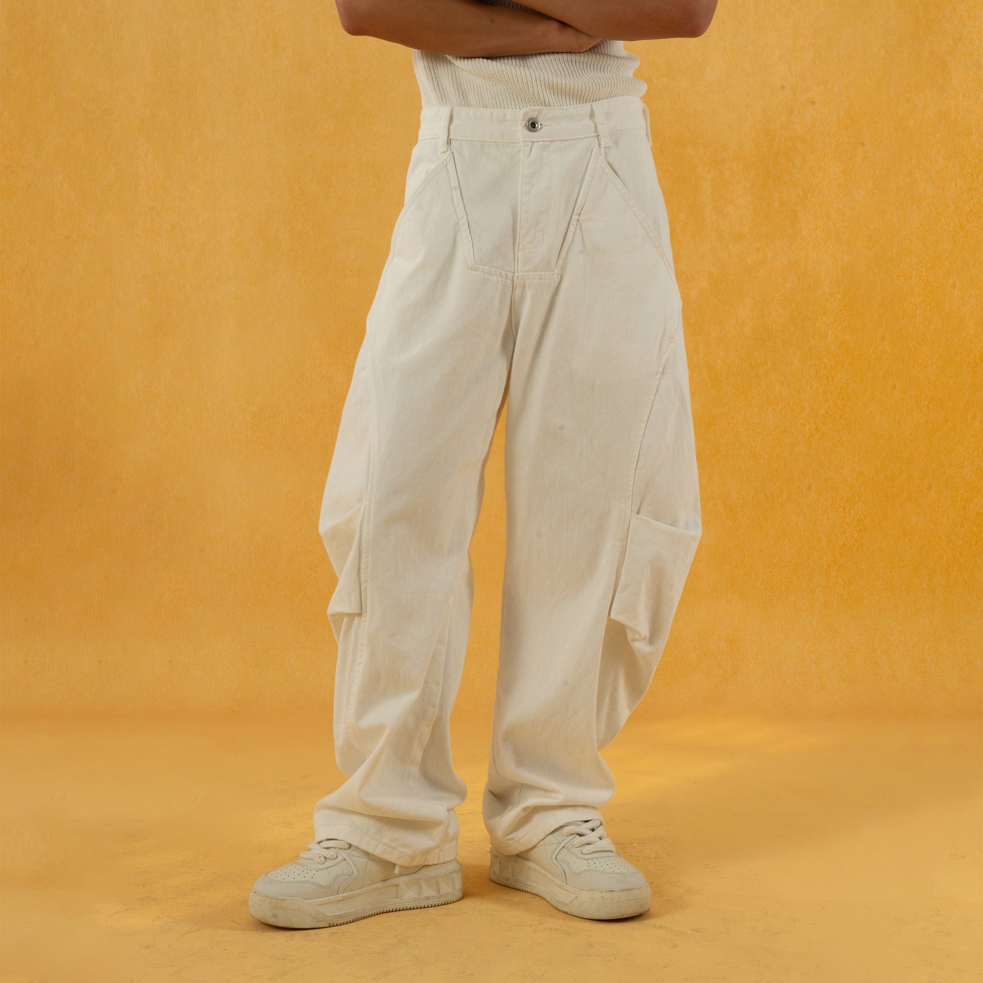 Deconstructed Pleated Button Utility Cargo Pants