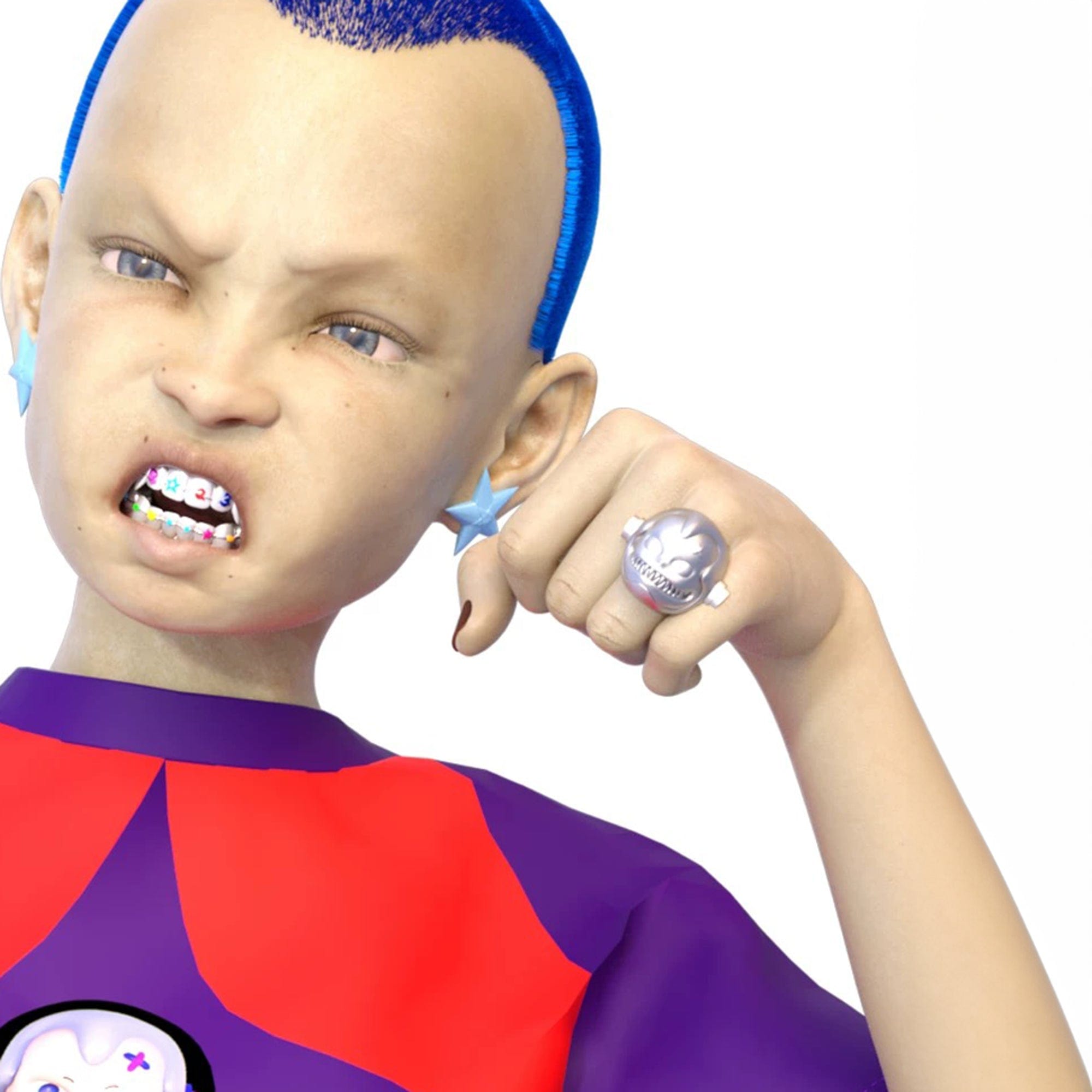 Silver Robot Skull Statement Rings