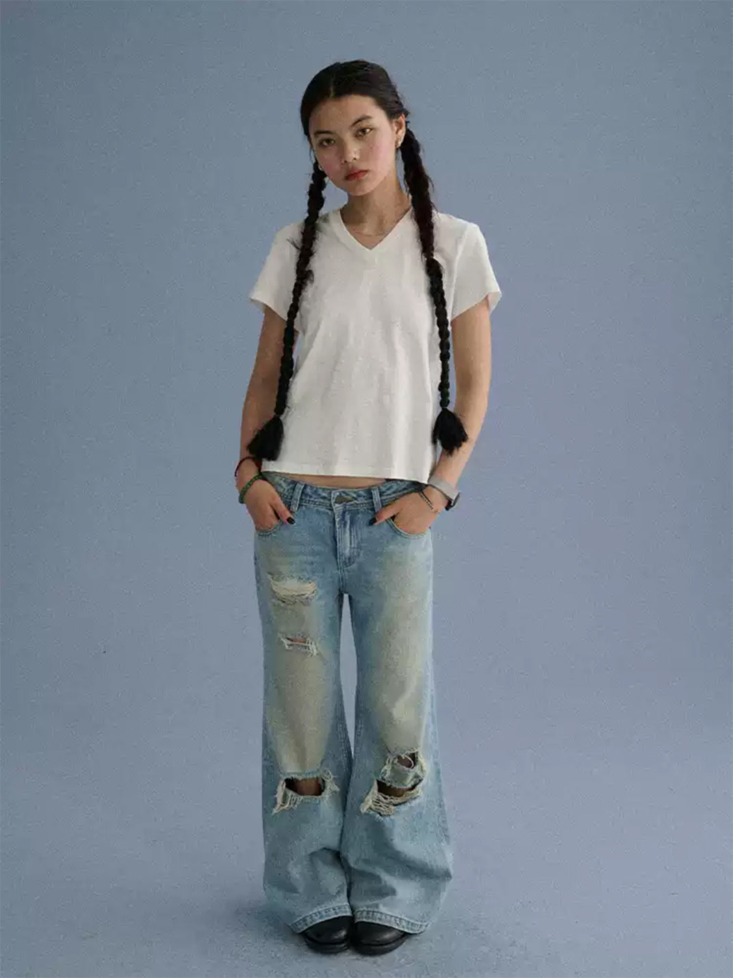 Shoulder-Fitted Cropped Basic Tee