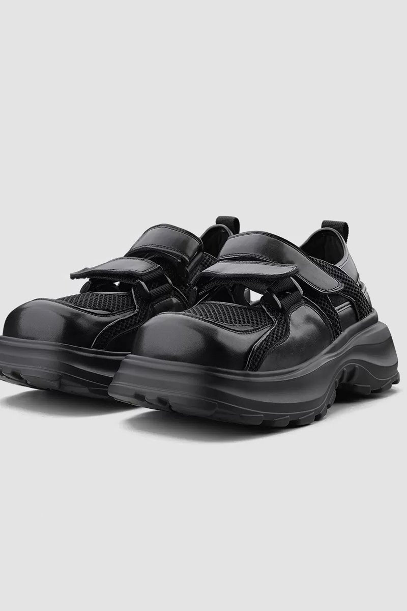 Black Platform Mesh Sneakers