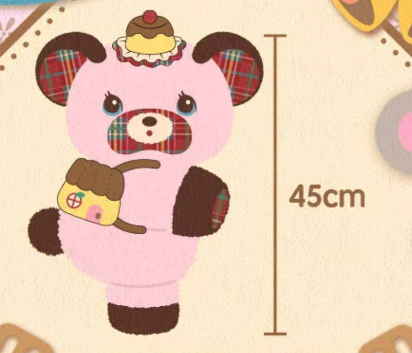 Plaid Pink Bear Plush Crossbody Bag