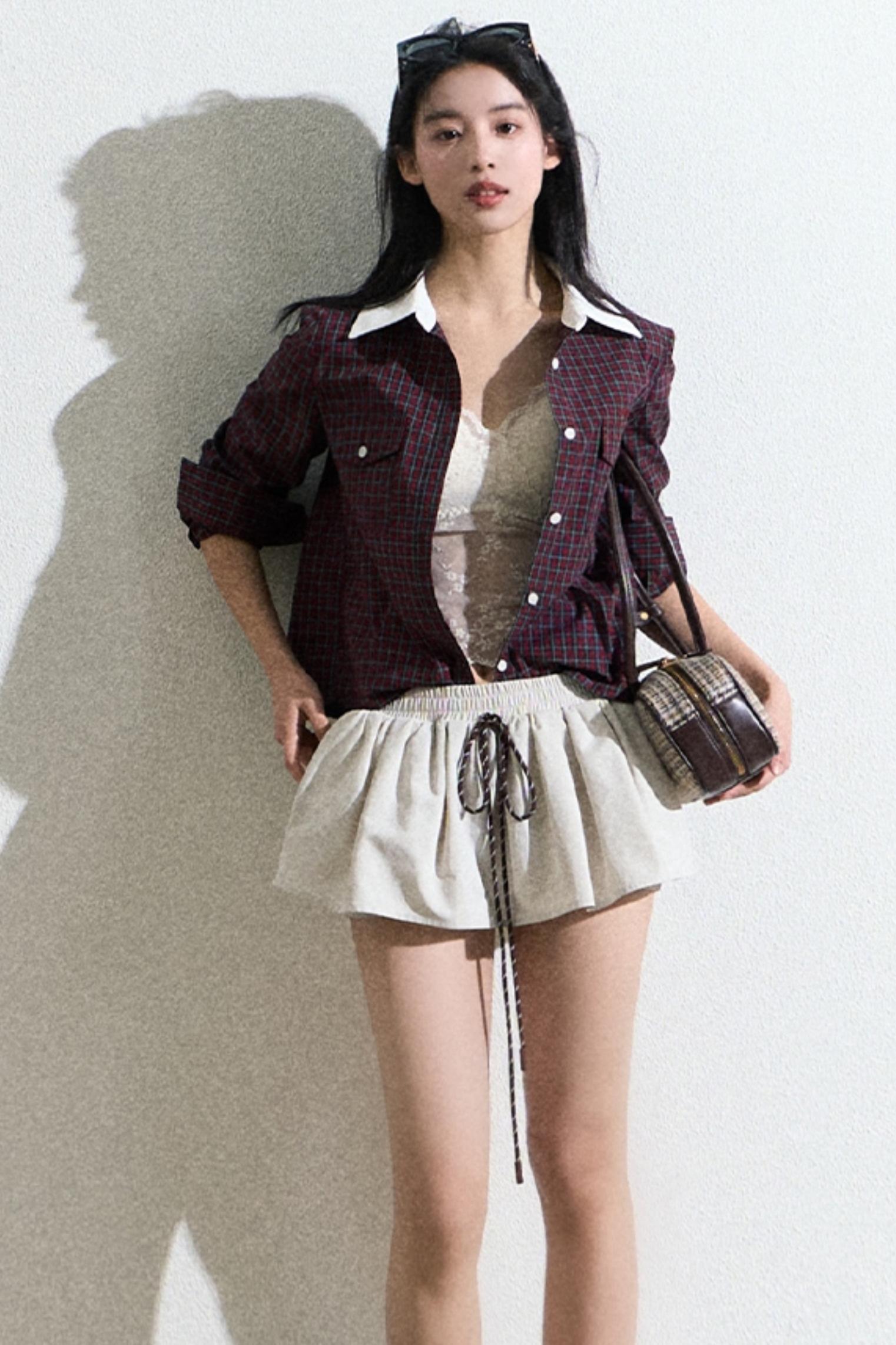 Dark Red Checkered Casual Shirt