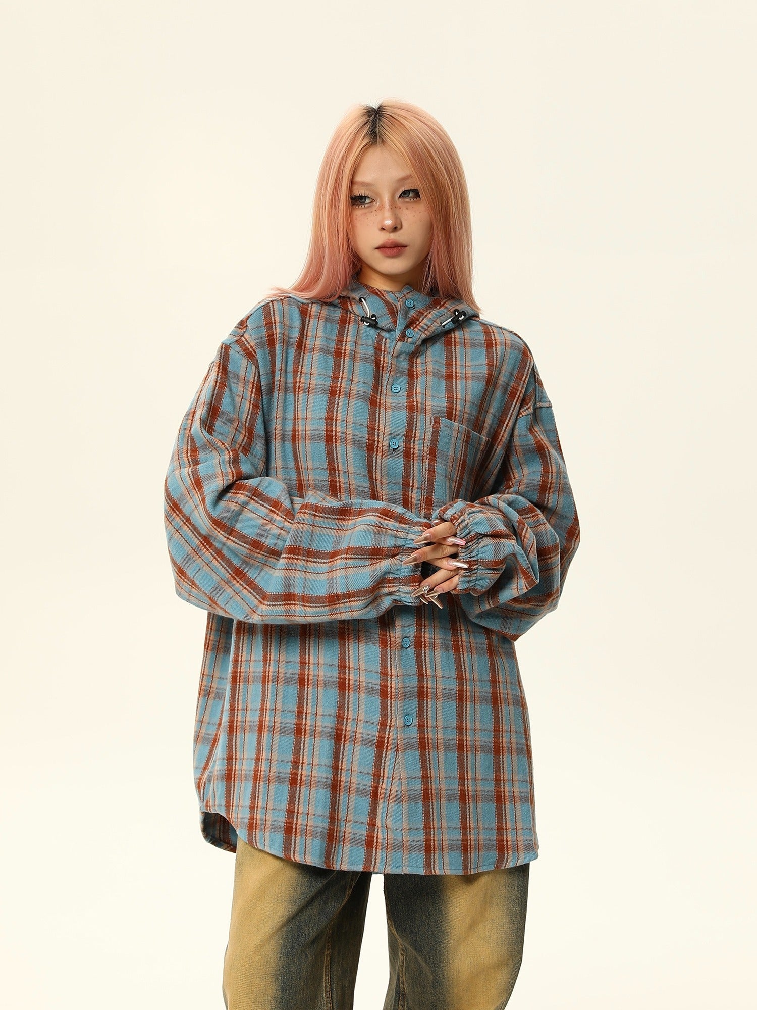 Oversized Plaid Flannel Maillard Shirt