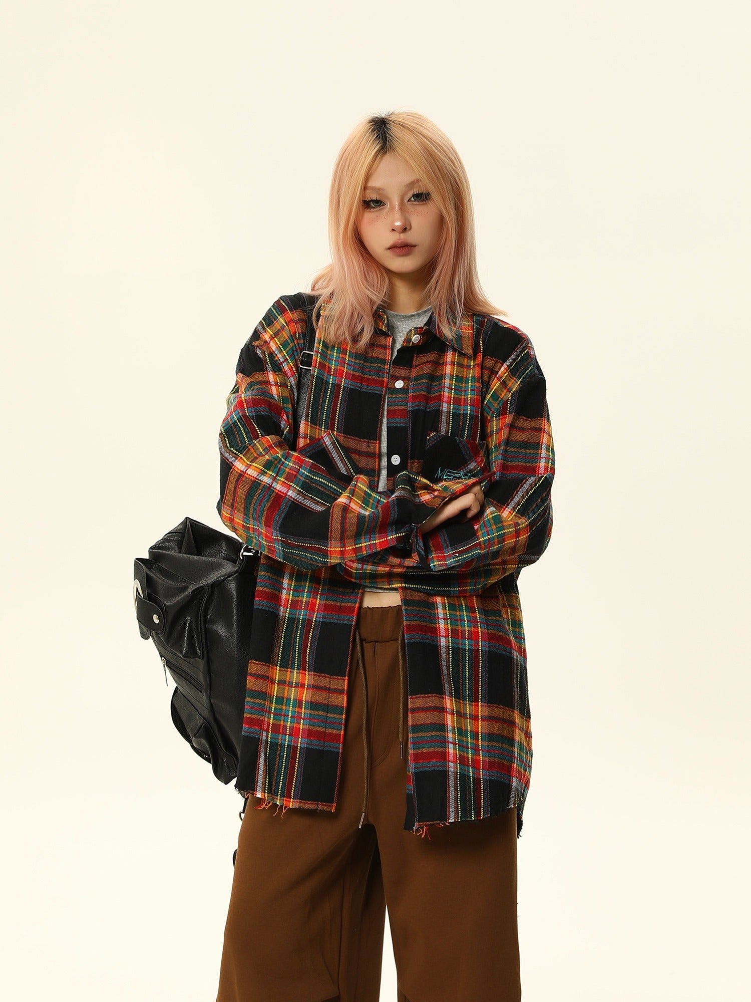 Oversized Vintage Plaid Flannel Shirt