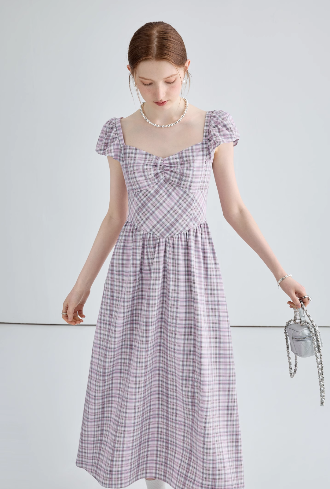 French Sleeve Girly Purple Dress - chiclara