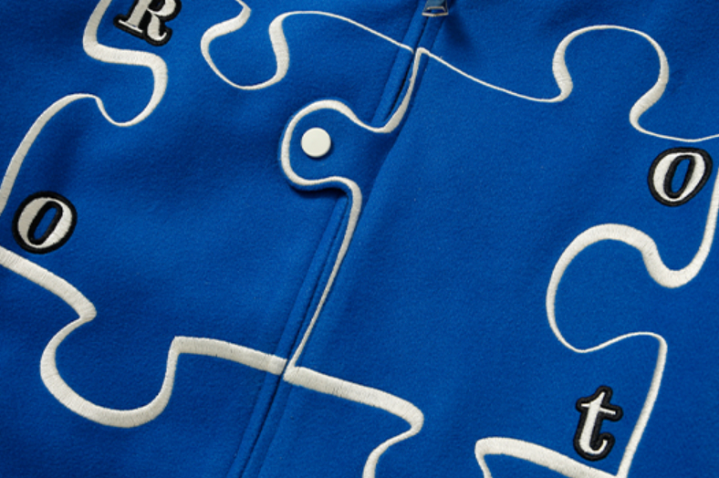 Trendy Puzzle Stitched Varsity Jacket - chiclara