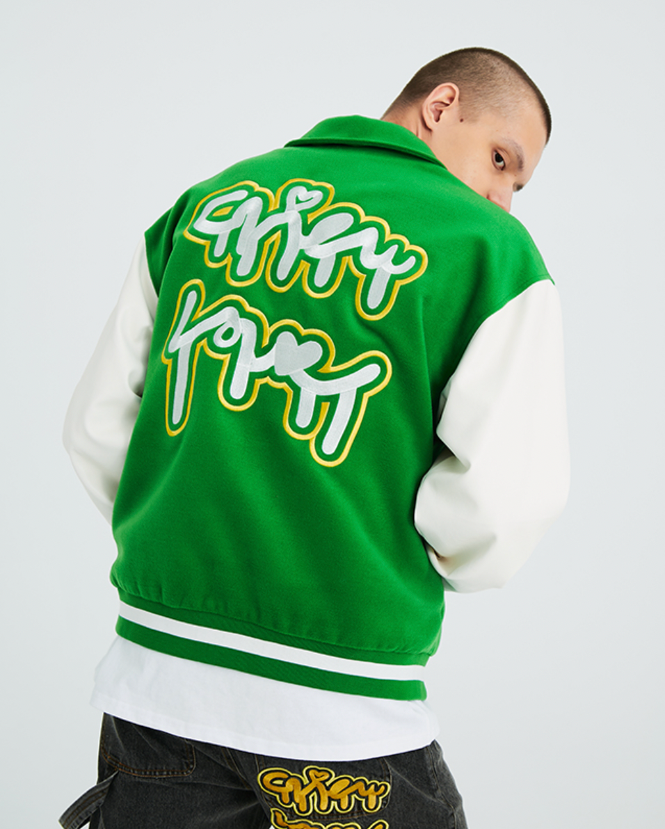 Intricate Puzzle Embroidered Baseball Jacket - chiclara