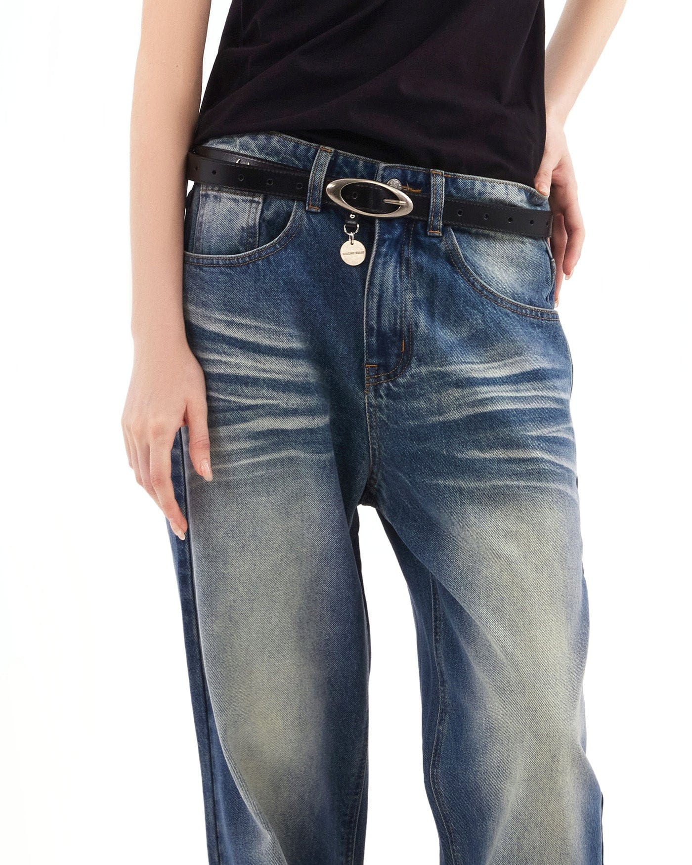 Blue Vintage Wash Wide Jeans