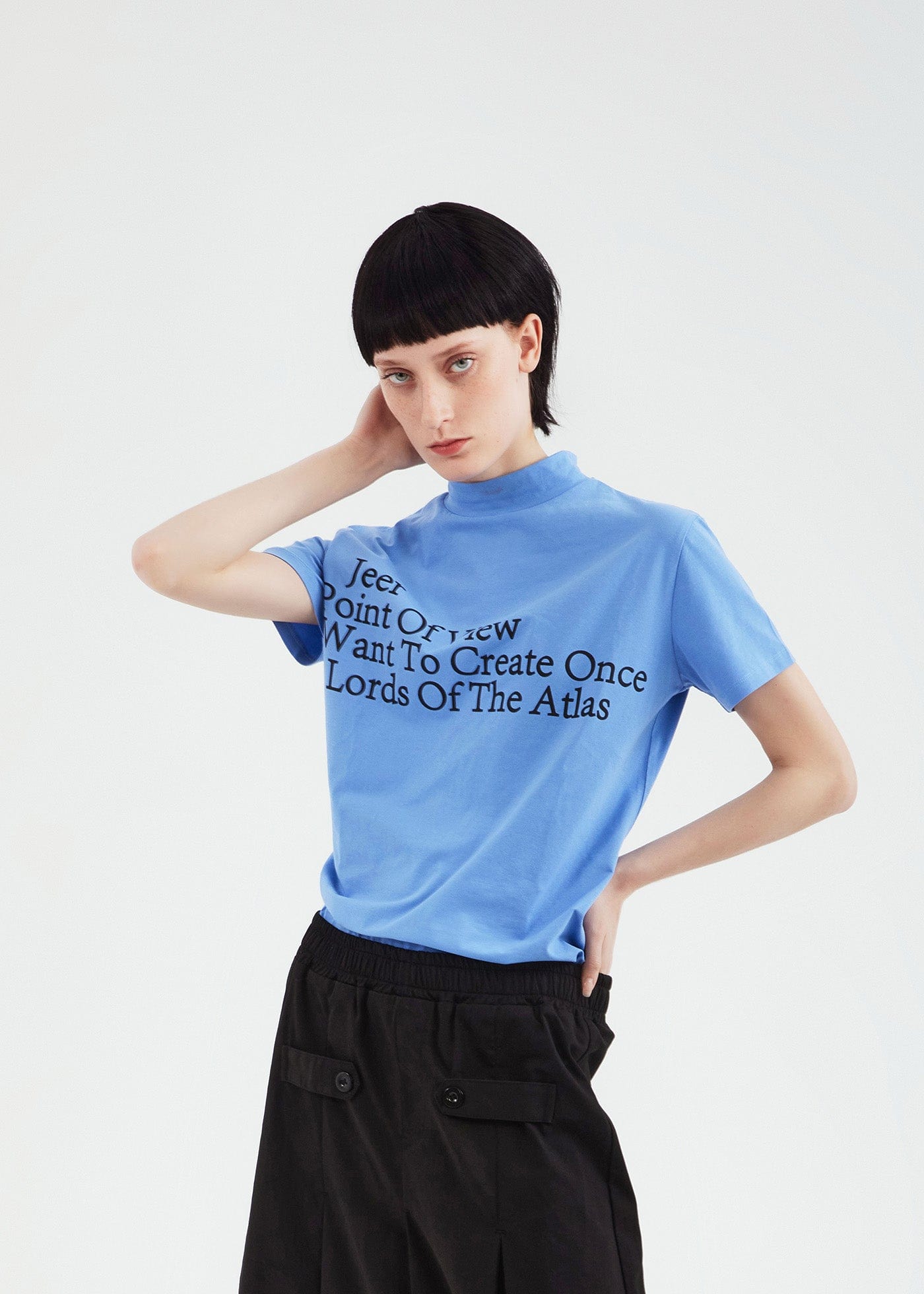 Text Mock High Neck Tee