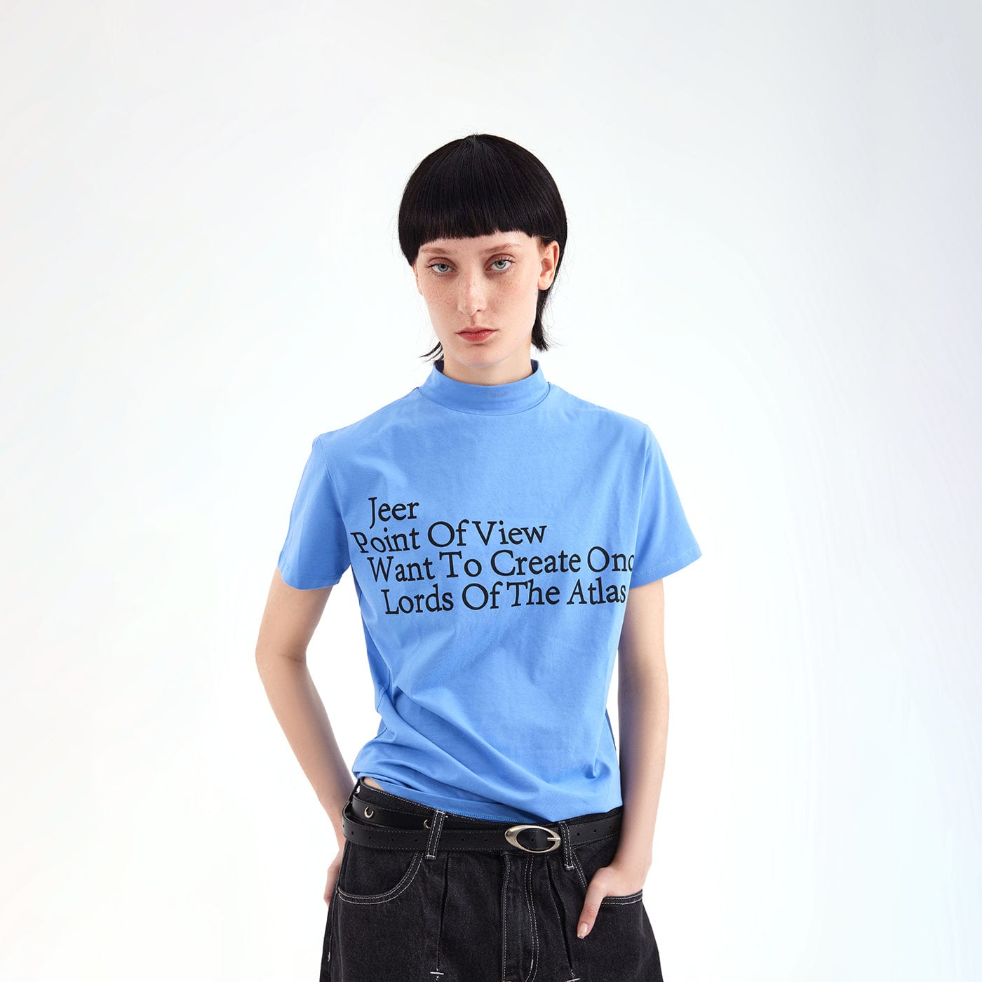 Text Mock High Neck Tee