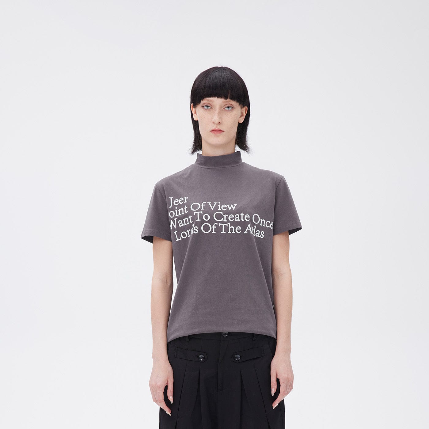 Text Mock High Neck Tee