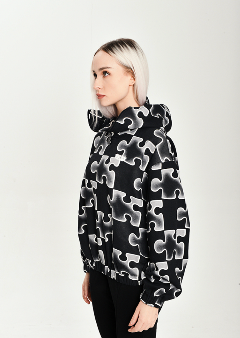 Full Print Puzzle Half Zip Hoodie - chiclara