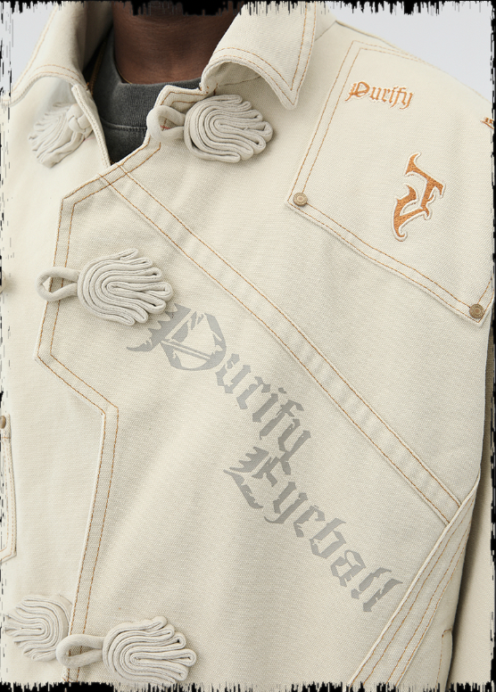 Short Jacket with Coil Buckle Lapel and Embroidery - chiclara