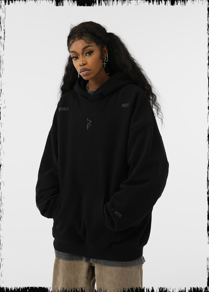 Hoodie with Basic Logo Print - chiclara