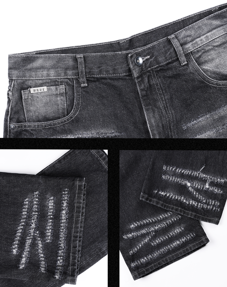 Scratched Denim Jeans - chiclara