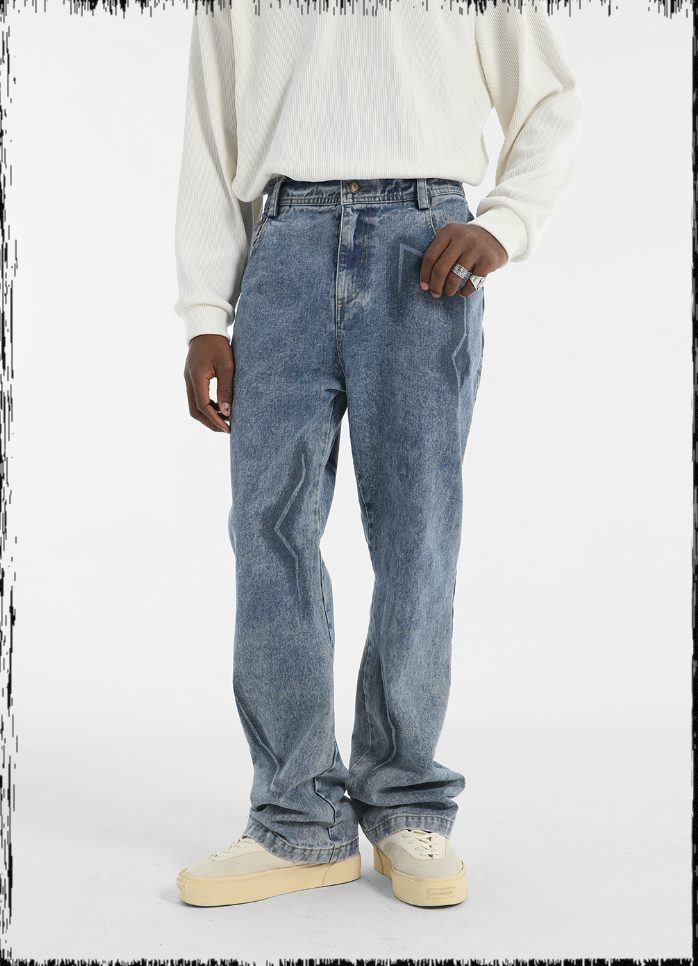 Washed Distressed Denim Jeans - chiclara