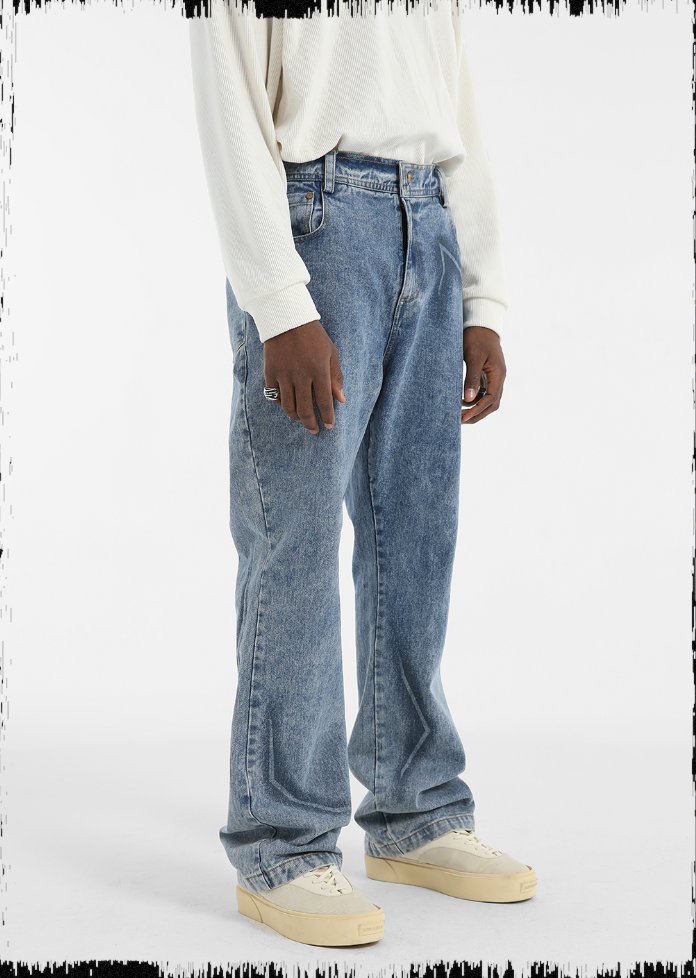 Washed Distressed Denim Jeans - chiclara
