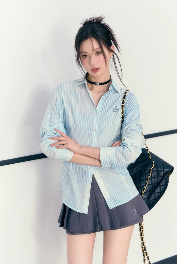 Pastel Pinstripe Button-Down Shirt