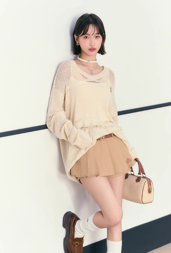 Pleated Skort in Chic Beige